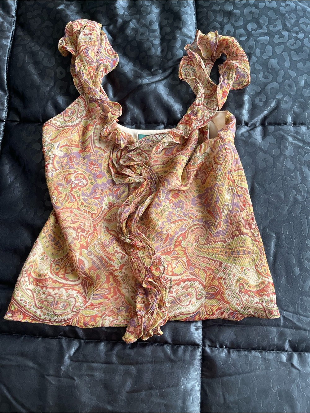 Lauren Ralph Lauren Paisley Ruffle-Front Camisole in Yellow and Pink